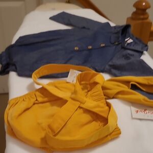 Cat & Jack Navy Top and Mustard Bottoms Set